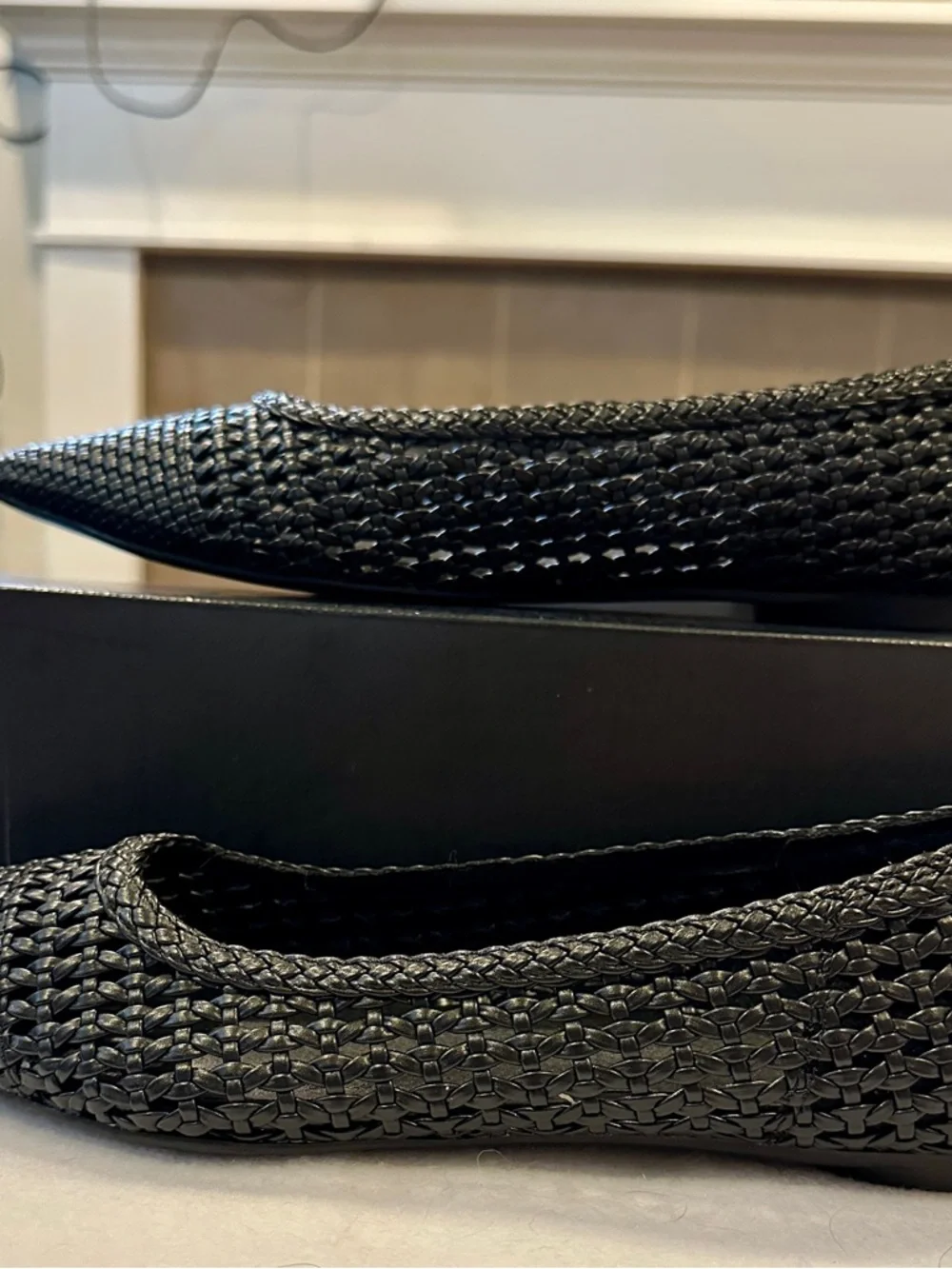 SM New York‎ Woven Flats Size 8.5 Black Pointed Toe Slip-on Classic Chic NEW